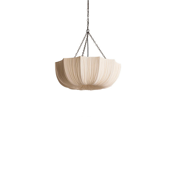 Elegant Traditional French Petal Semicircular Fabric Lampshade with Iron Frame – 3/5-Light Chandelier for Dining Room