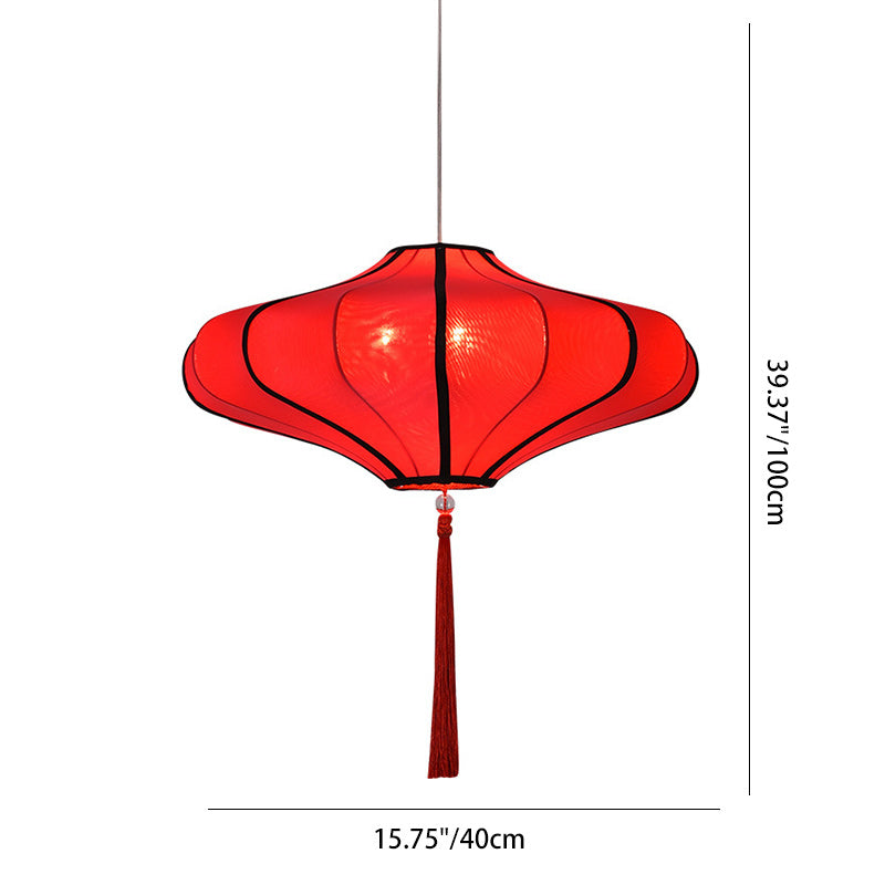 Traditional Chinese Lantern-Style Fabric Lampshade with Hardware – 1/3 Scale Chandelier for Dining Room