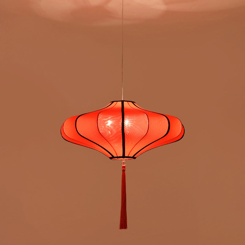 Traditional Chinese Lantern-Style Fabric Lampshade with Hardware – 1/3 Scale Chandelier for Dining Room