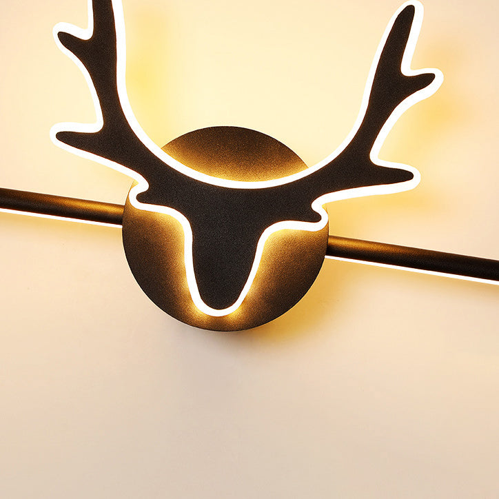 Scandinavian-Style Deer Silhouette LED Vanity Light - Iron & Acrylic Front Wall Sconce for Bathroom Mirror