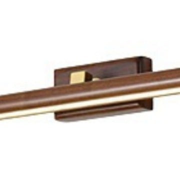 Traditional Japanese-Style Long Cylindrical LED Vanity Light – Rotatable Wall Sconce with Walnut Copper Finish for Bathroom Mirror Front