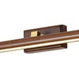 Traditional Japanese-Style Long Cylindrical LED Vanity Light – Rotatable Wall Sconce with Walnut Copper Finish for Bathroom Mirror Front