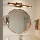 Traditional Japanese-Style Long Cylindrical LED Vanity Light – Rotatable Wall Sconce with Walnut Copper Finish for Bathroom Mirror Front