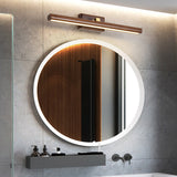 Traditional Japanese-Style Long Cylindrical LED Vanity Light – Rotatable Wall Sconce with Walnut Copper Finish for Bathroom Mirror Front