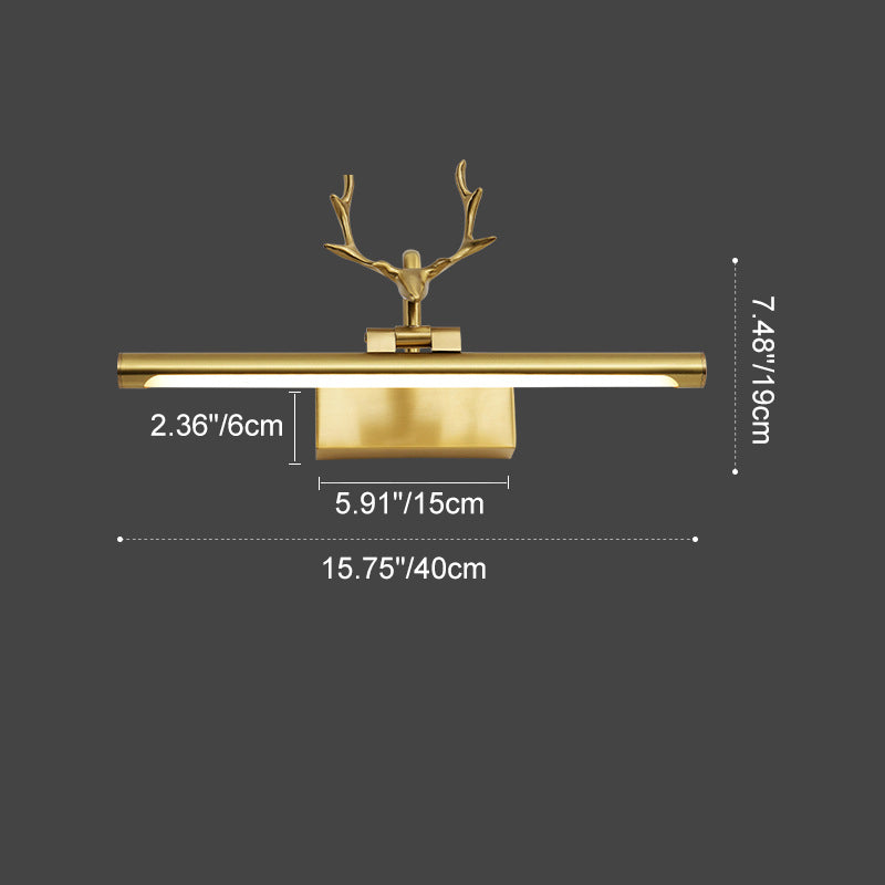 Contemporary Copper Deer LED Vanity Light with Acrylic Finish — Mirror-Front Wall Sconce for Bathroom