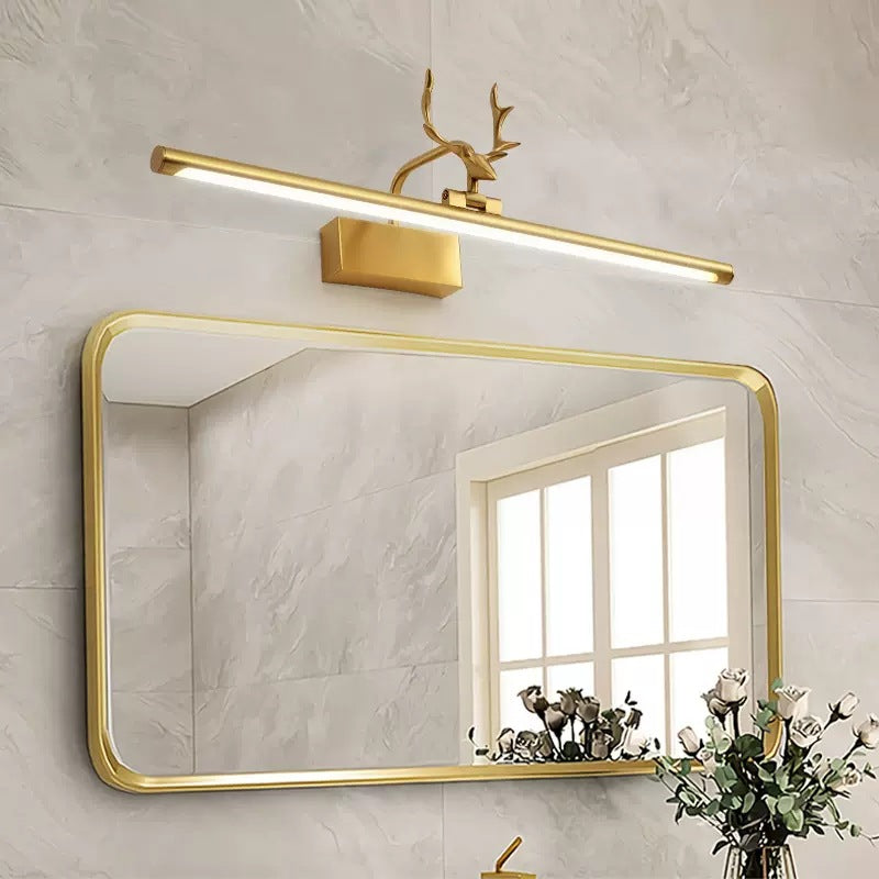 Contemporary Copper Deer LED Vanity Light with Acrylic Finish — Mirror-Front Wall Sconce for Bathroom