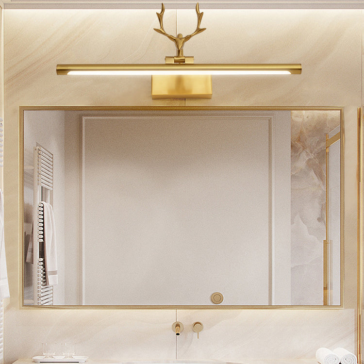Contemporary Copper Deer LED Vanity Light with Acrylic Finish — Mirror-Front Wall Sconce for Bathroom