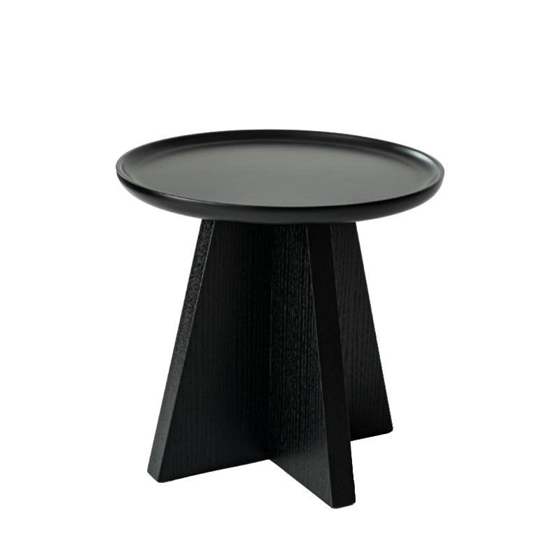Sleek Modern Round Side Table with Raised Edge — Solid Multi-Layer Wood & E1 MDF, Perfect for Living Room & Bedroom
