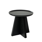 Sleek Modern Round Side Table with Raised Edge — Solid Multi-Layer Wood & E1 MDF, Perfect for Living Room & Bedroom
