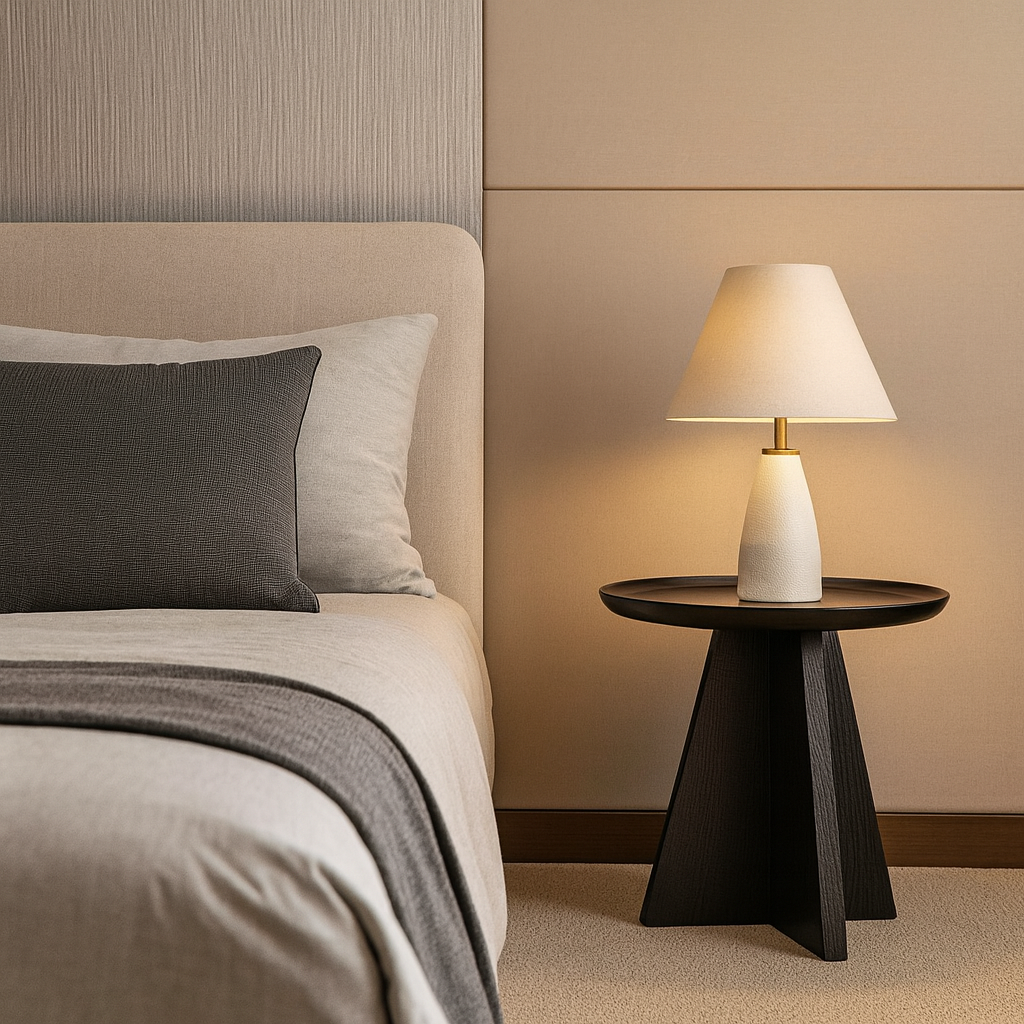 Sleek Modern Round Side Table with Raised Edge — Solid Multi-Layer Wood & E1 MDF, Perfect for Living Room & Bedroom
