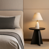 Sleek Modern Round Side Table with Raised Edge — Solid Multi-Layer Wood & E1 MDF, Perfect for Living Room & Bedroom