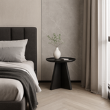Sleek Modern Round Side Table with Raised Edge — Solid Multi-Layer Wood & E1 MDF, Perfect for Living Room & Bedroom