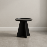 Sleek Modern Round Side Table with Raised Edge — Solid Multi-Layer Wood & E1 MDF, Perfect for Living Room & Bedroom