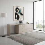 Sleek Adjustable-Length E1 MDF Storage Cabinet with 6 Drawers – Modern Minimalist Rectangular Makeup Vanity for Bedroom & Home Office