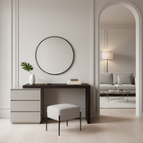 Chic Modern Minimalist E1 MDF Makeup Vanity with 3/6-Drawer Storage Cabinet – Perfect Bedroom Vanity Table