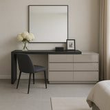 Chic Modern Minimalist E1 MDF Makeup Vanity with 3/6-Drawer Storage Cabinet – Perfect Bedroom Vanity Table