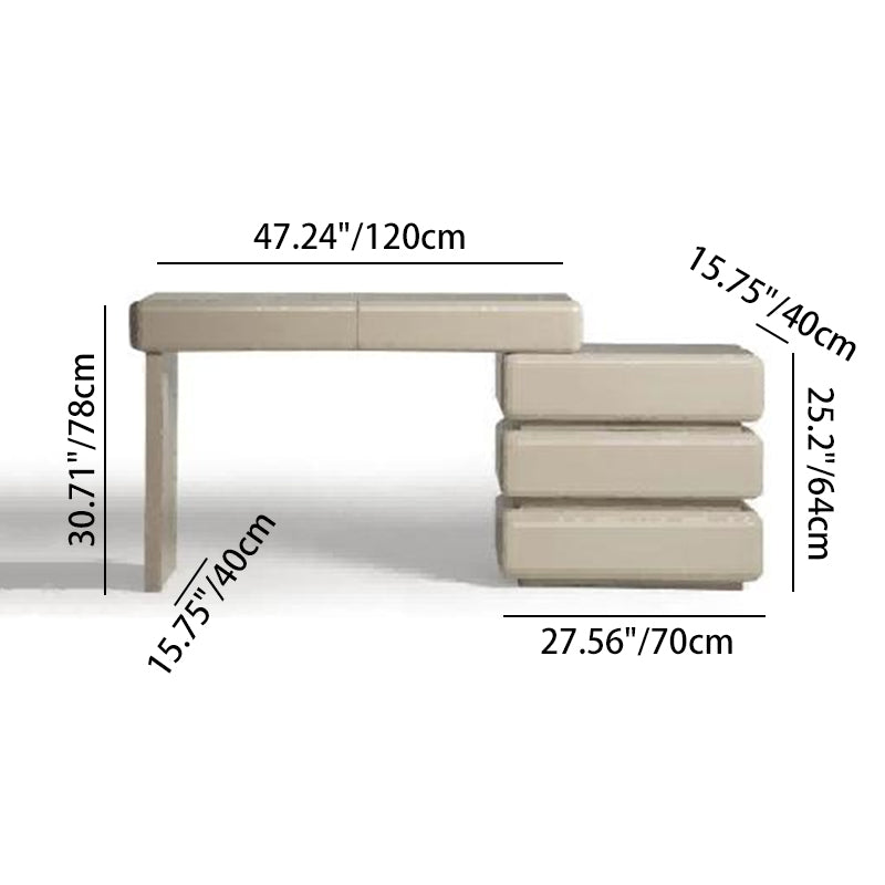 Modern Minimalist Khaki Makeup Vanity with 5/8-Drawer Chest — Solid Wood & Plywood Dresser & Bedroom Makeup Desk