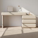 Modern Minimalist Khaki Makeup Vanity with 5/8-Drawer Chest — Solid Wood & Plywood Dresser & Bedroom Makeup Desk