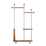 Modern Minimalist Oval Freestanding Hall Tree - Stainless Steel/Carbon Steel and Plywood, Double Hanging Bars for Bedroom