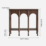 Traditional French-Style Solid Ash Wood Rectangular Console Table with 2-Tier Storage for Entryway & Living Room