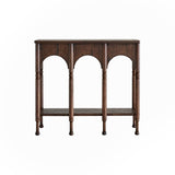 Traditional French-Style Solid Ash Wood Rectangular Console Table with 2-Tier Storage for Entryway & Living Room