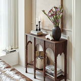 Traditional French-Style Solid Ash Wood Rectangular Console Table with 2-Tier Storage for Entryway & Living Room