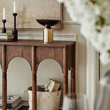 Traditional French-Style Solid Ash Wood Rectangular Console Table with 2-Tier Storage for Entryway & Living Room