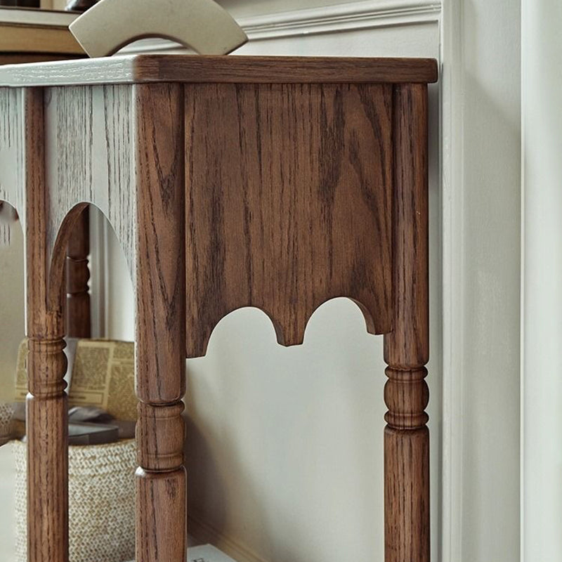 Traditional French-Style Solid Ash Wood Rectangular Console Table with 2-Tier Storage for Entryway & Living Room