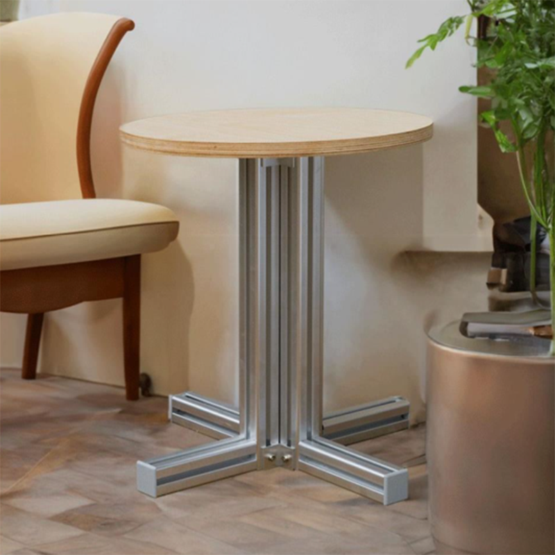 Modern Minimalist Birch Plywood & Aluminum Coffee Table – Water-Resistant, Indoor/Outdoor Use, Square or Round Design