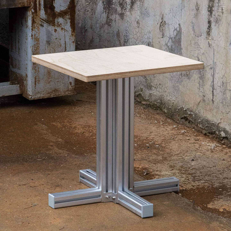 Modern Minimalist Birch Plywood & Aluminum Coffee Table – Water-Resistant, Indoor/Outdoor Use, Square or Round Design