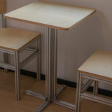 Modern Minimalist Birch Plywood & Aluminum Coffee Table – Water-Resistant, Indoor/Outdoor Use, Square or Round Design