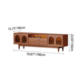 Modern Mid-Century Rectangular Arch TV Stand with Glass Panels, Aluminum Alloy Frame, Solid Wood, 2-Drawer Storage for Living Room