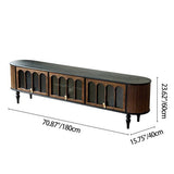 Modern Transitional Arched TV Stand with Tempered Glass and Solid Wood, 3-Storage for Living Room