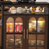 Modern Mid-Century Solid Wood Bar Table with Ball-Turned Legs, Long Rainbow Glass Surface, 4-Tier Shelving for Living Room
