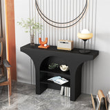 Nordic-Style Contemporary Arched Console Table – 3-Tier, Solid Wood & Particleboard, Living Room