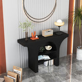 Nordic-Style Contemporary Arched Console Table – 3-Tier, Solid Wood & Particleboard, Living Room