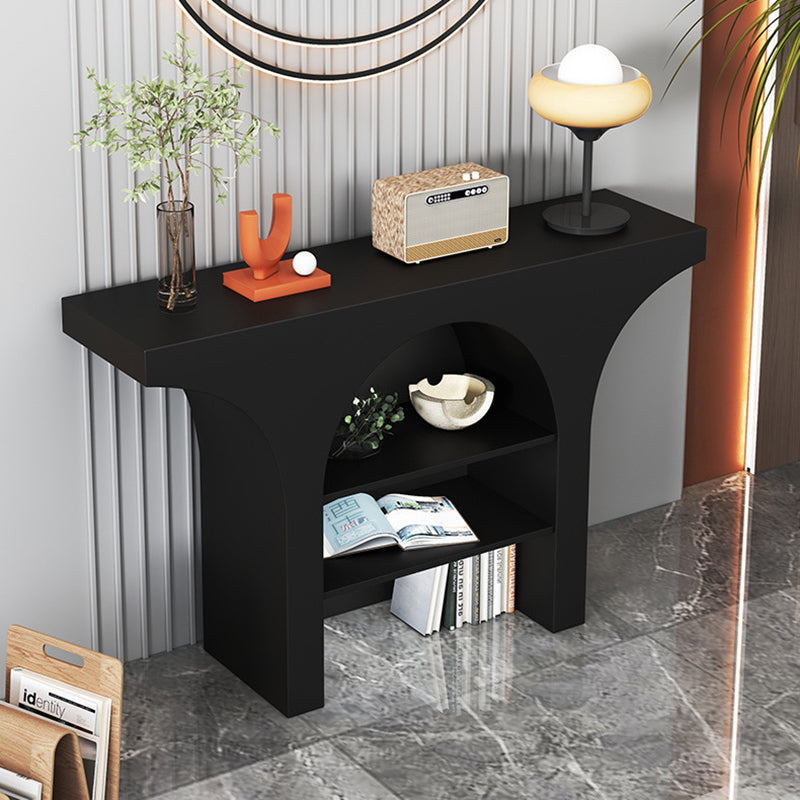 Nordic-Style Contemporary Arched Console Table – 3-Tier, Solid Wood & Particleboard, Living Room