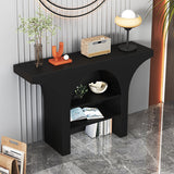 Nordic-Style Contemporary Arched Console Table – 3-Tier, Solid Wood & Particleboard, Living Room