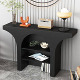 Nordic-Style Contemporary Arched Console Table – 3-Tier, Solid Wood & Particleboard, Living Room