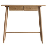 Traditional Japanese-Inspired Solid Wood Console Table with Rounded Corners, Rectangular Design, Half-Drawer for Living Room or Entryway