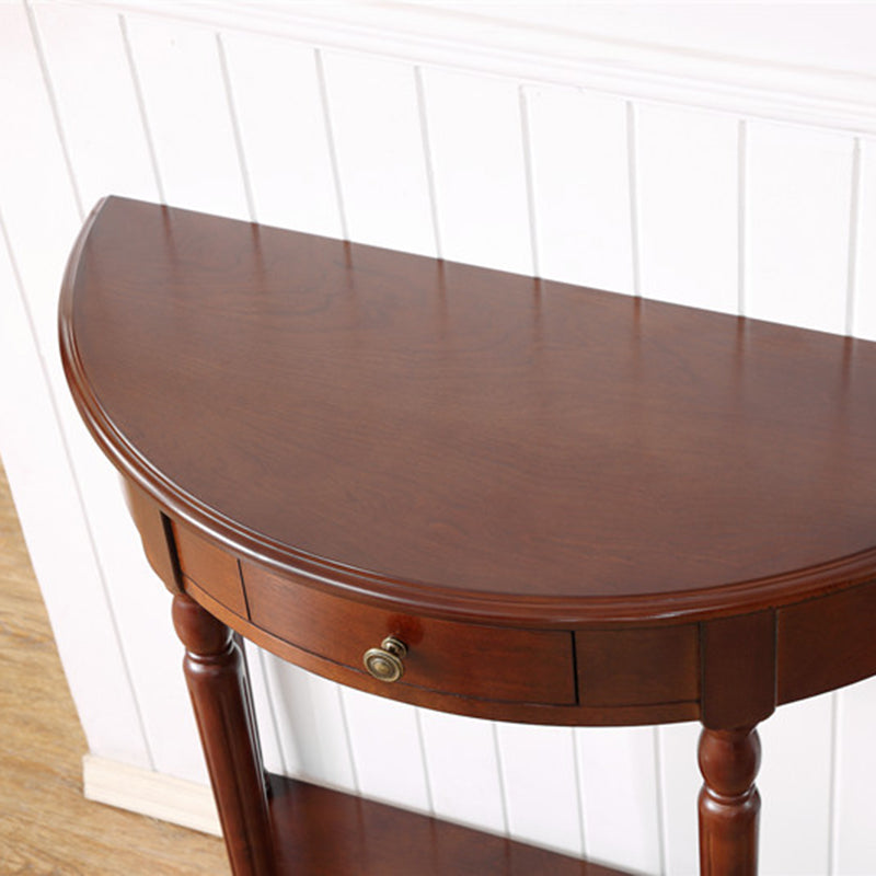 Traditional French-Style Semi-Circular Console Table in Solid Wood & MDF, 1-Drawer - Ideal for Living Room or Entryway