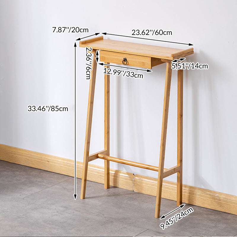 Elegant Traditional Chinese Nan Bamboo Rectangular Console Table - 1-Drawer, Ideal for Living Room or Entryway