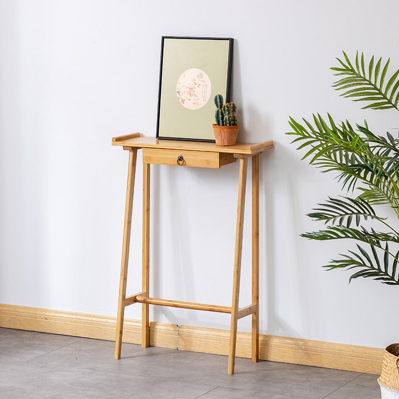 Elegant Traditional Chinese Nan Bamboo Rectangular Console Table - 1-Drawer, Ideal for Living Room or Entryway