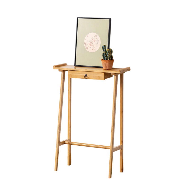 Elegant Traditional Chinese Nan Bamboo Rectangular Console Table - 1-Drawer, Ideal for Living Room or Entryway