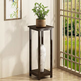 Nan Bamboo Square Console Table — 1/2-Tier, Traditional Chinese Design, Ideal for Living Room