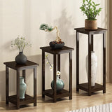 Nan Bamboo Square Console Table — 1/2-Tier, Traditional Chinese Design, Ideal for Living Room
