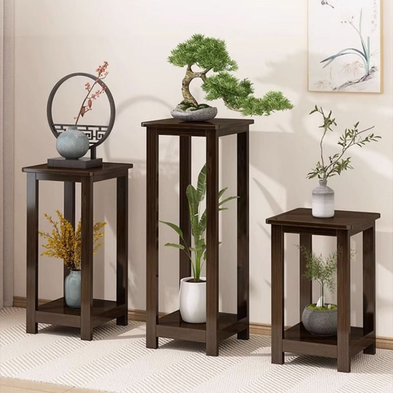 Nan Bamboo Square Console Table — 1/2-Tier, Traditional Chinese Design, Ideal for Living Room