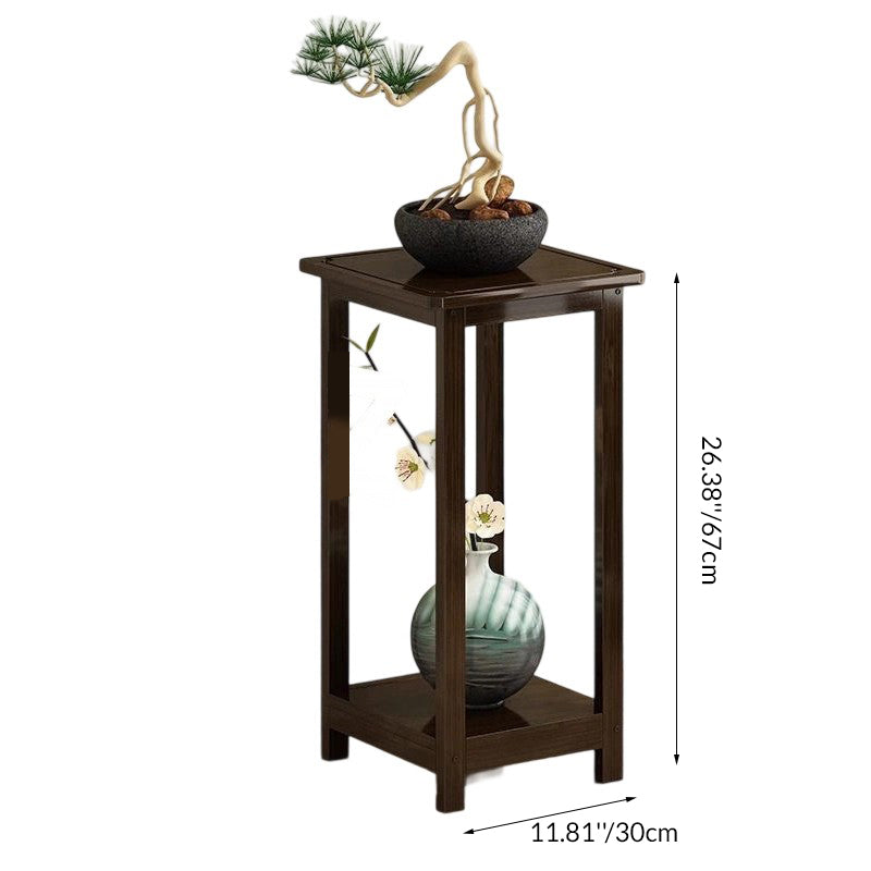 Nan Bamboo Square Console Table — 1/2-Tier, Traditional Chinese Design, Ideal for Living Room