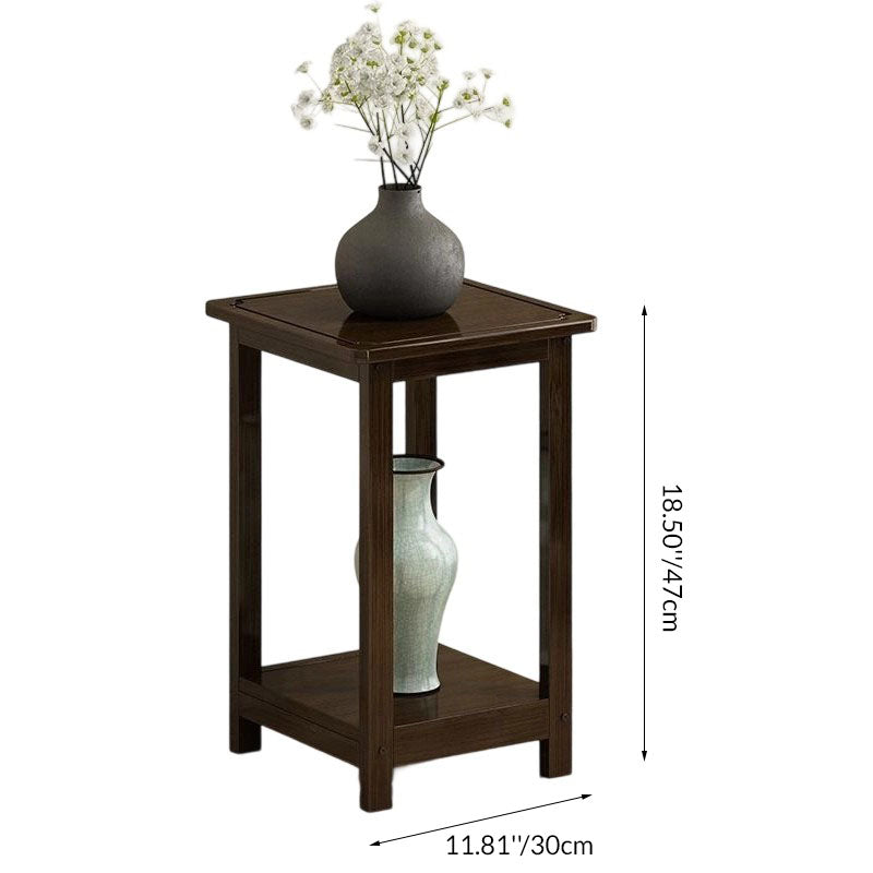 Nan Bamboo Square Console Table — 1/2-Tier, Traditional Chinese Design, Ideal for Living Room