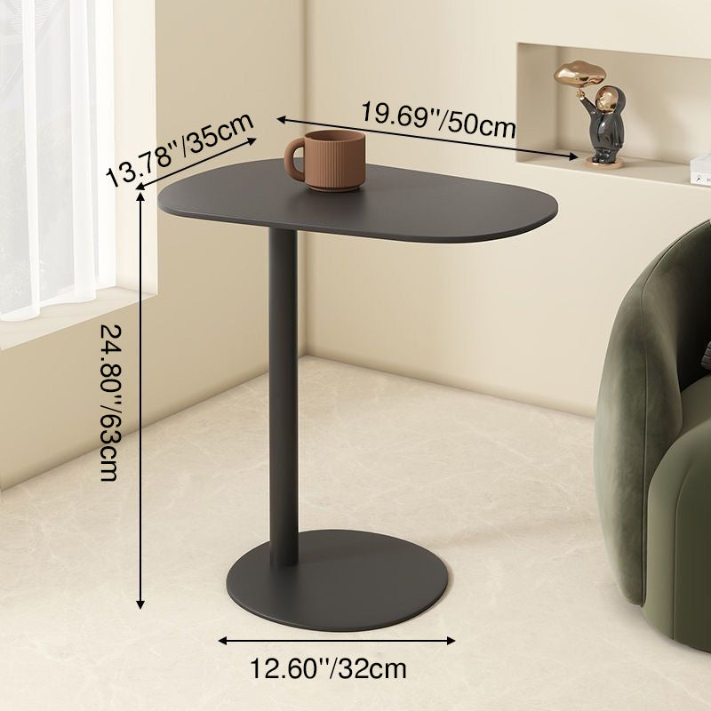 Modern Minimalist Round Wrought Iron End Table - 1-Tier Living Room Side Table
